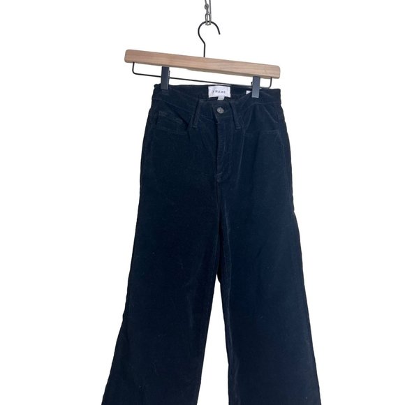 Frame Pants Womens 23 Black Wide Leg Flare Corduroy Casual High Rise - Picture 3 of 6